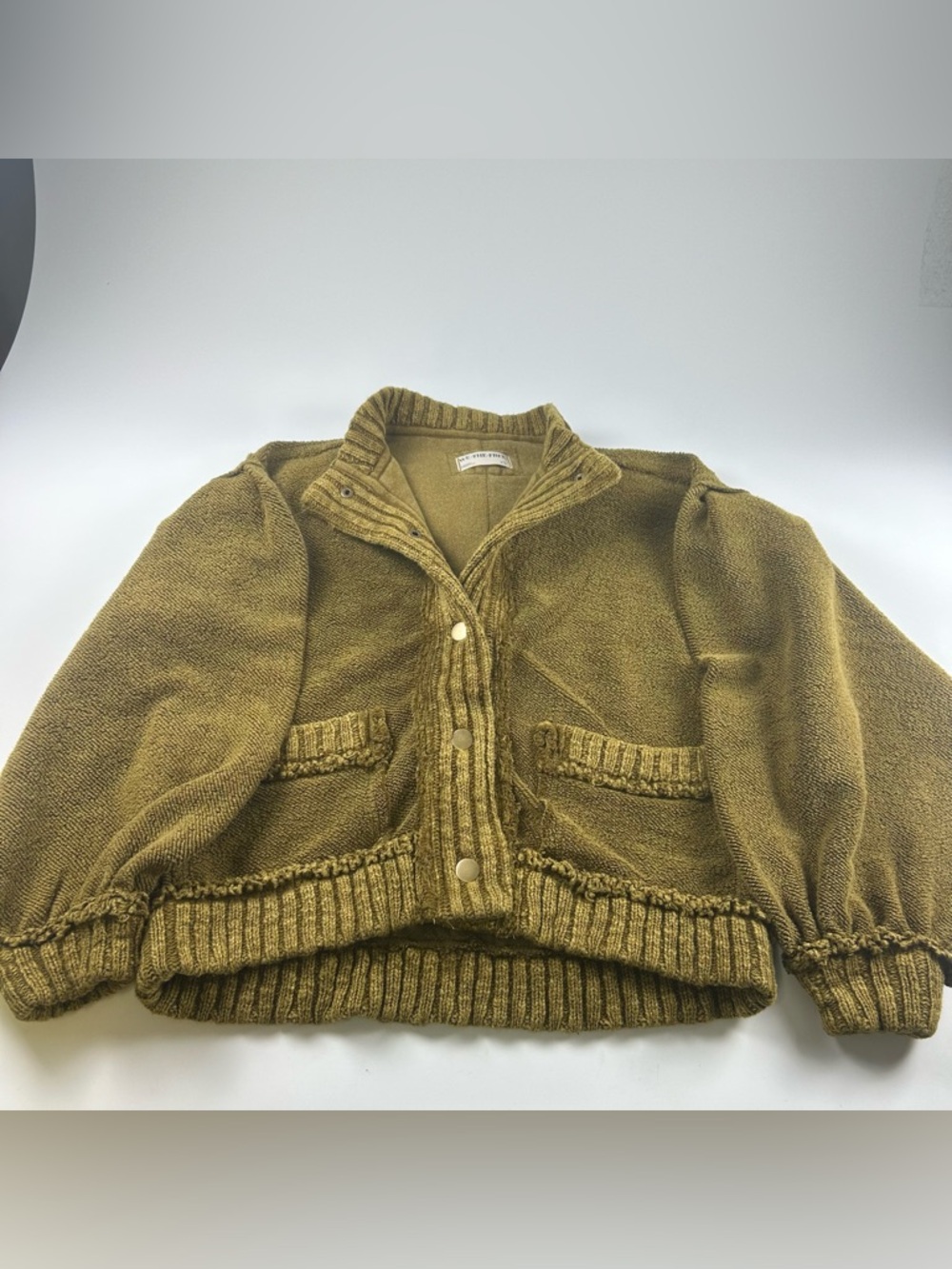 We The Free WMNS SZ XS Cute In This Cardi Green Boho Puff Sleeve Grunge Slouchy - Picture 3 of 8